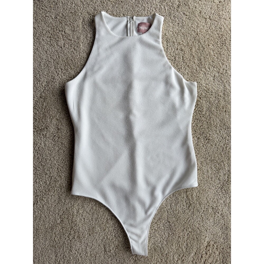 Show Me Your Mumu White Bodysuit Womens L Sleeveless Scoop Neck Stretch